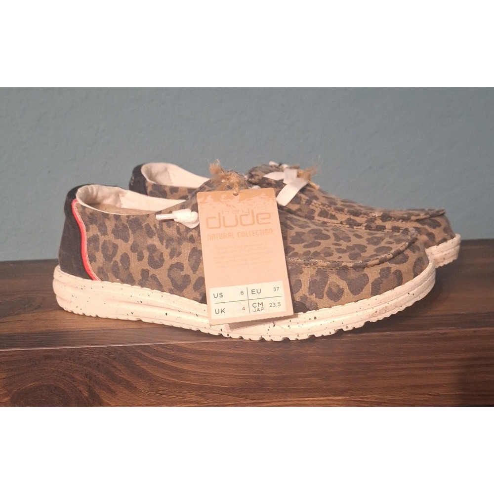 Hey Dude Women's Wendy Natural Leopard Print Loafer Slip On Shoes
